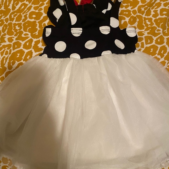 Disney Minnie Mouse Black and White Polka Dot Dress with Red Bow-Size 12 months - Picture 2 of 5